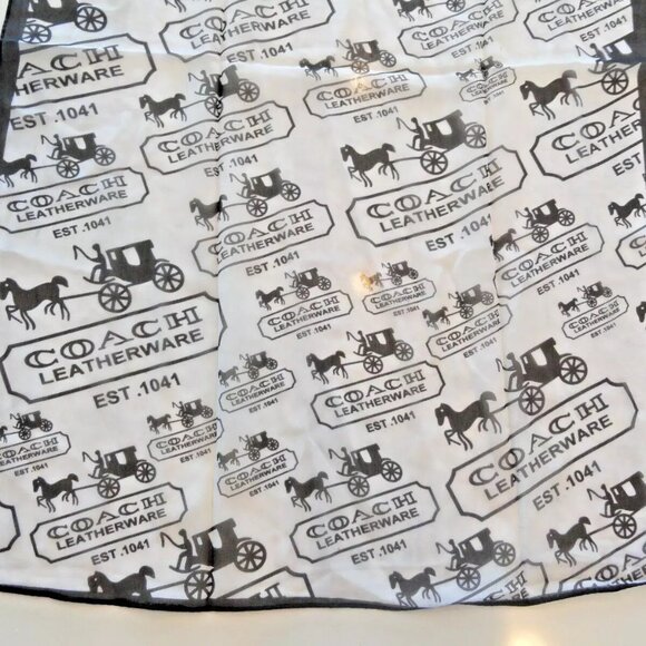 NEW AUTHENTIC 2023 COACH LEATHERWARE 100% SILK SCARF SCARVE BLACK WHITE 60"X20" - Picture 6 of 14